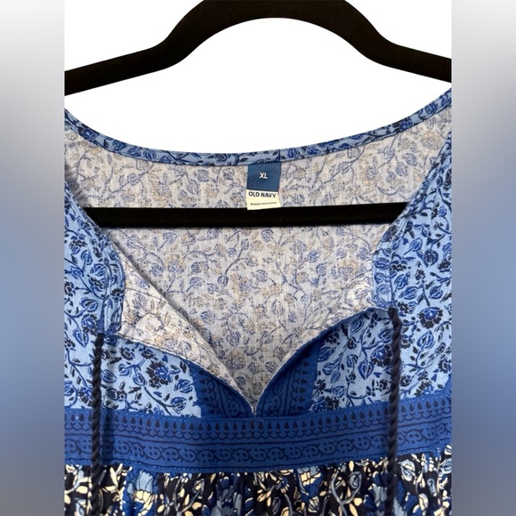 Old Navy Blue Patterned BOHO Midi Dress - Picture 2 of 3